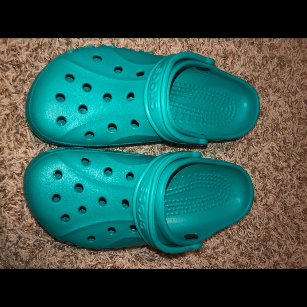 teal crocs